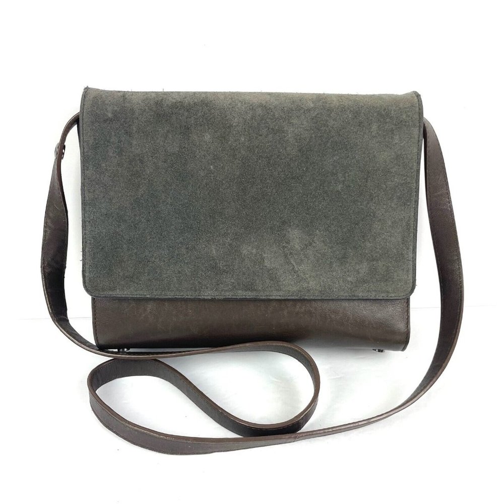 Everlane Petra Crossbody Bag Brown Gray Suede Leather Handbag Purse Italy Made